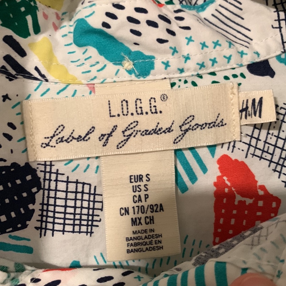 L.O.G.G. H&M Patterned Color-Block Button-Up Long… - image 7